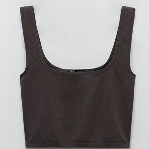 ZARA SQUARE NECK CROP TOP